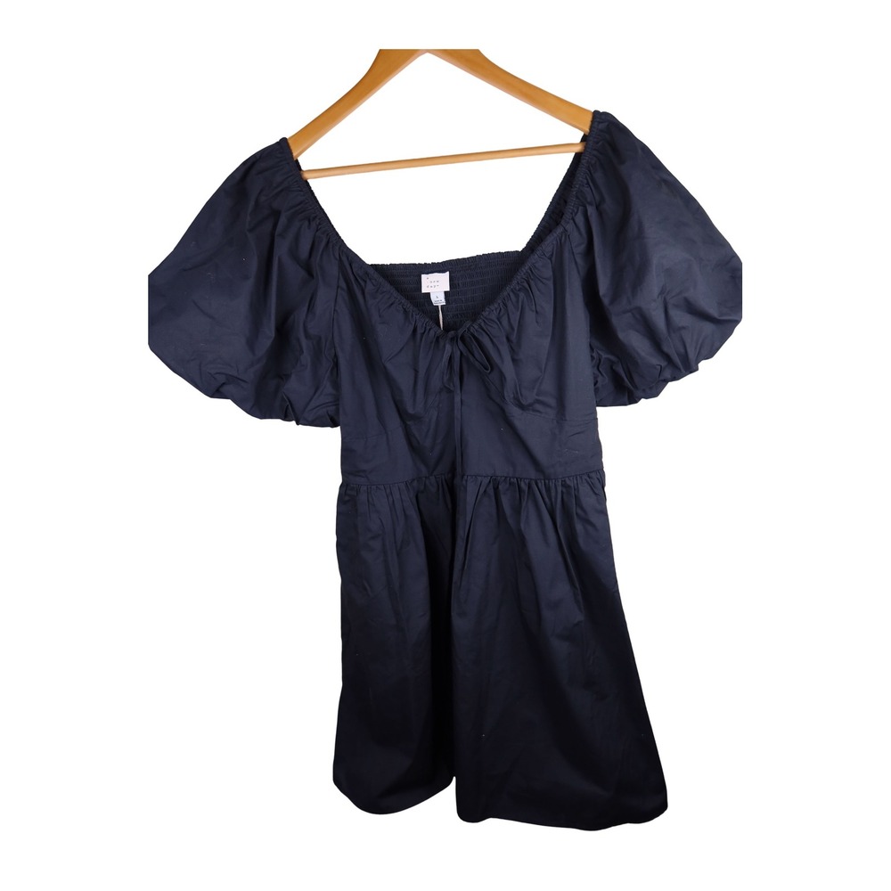 A New Day Women Short Sleeve Puff Sleeve Dress Black Size L NWT